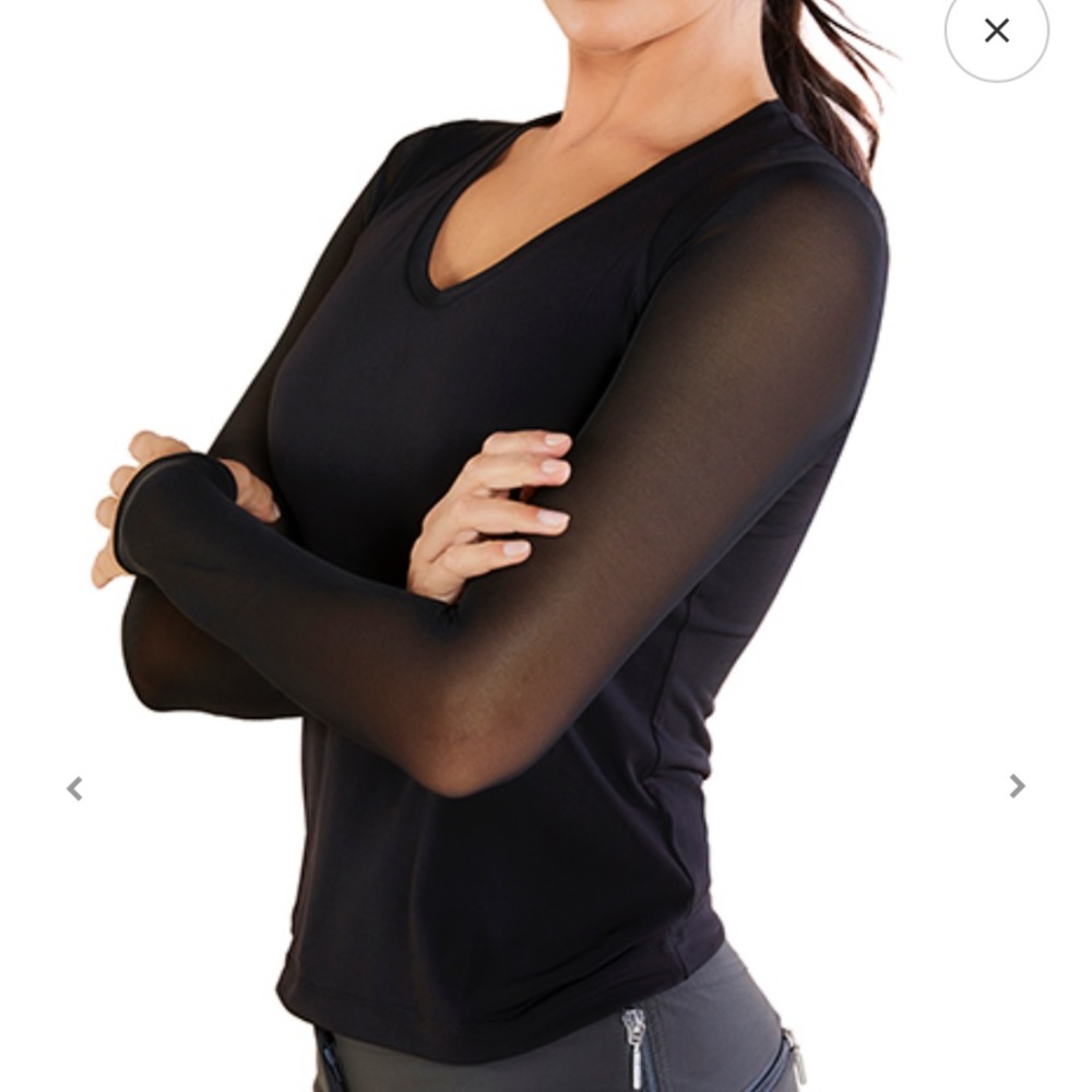 Anatomie Isla ladies black medium long mesh sleeve top new
